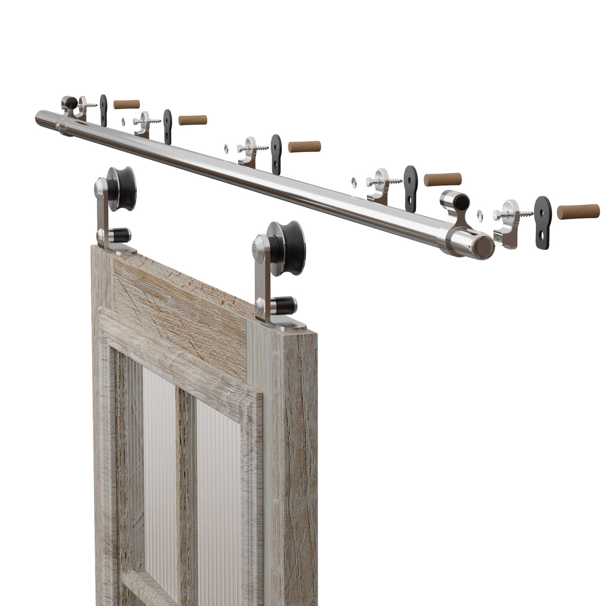Sliding Barn Door Hardware Track Kit Stainless Steel Barn Door Rail Roller System Closet Accessory for Single Door