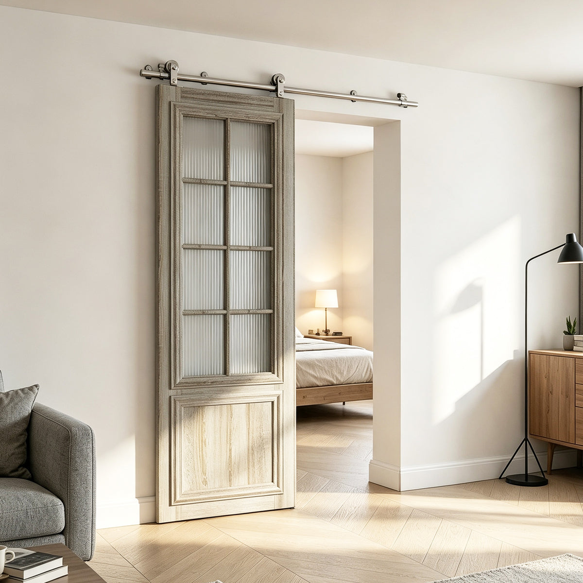 Sliding Barn Door Hardware Track Kit Stainless Steel Barn Door Rail Roller System Closet Accessory for Single Door