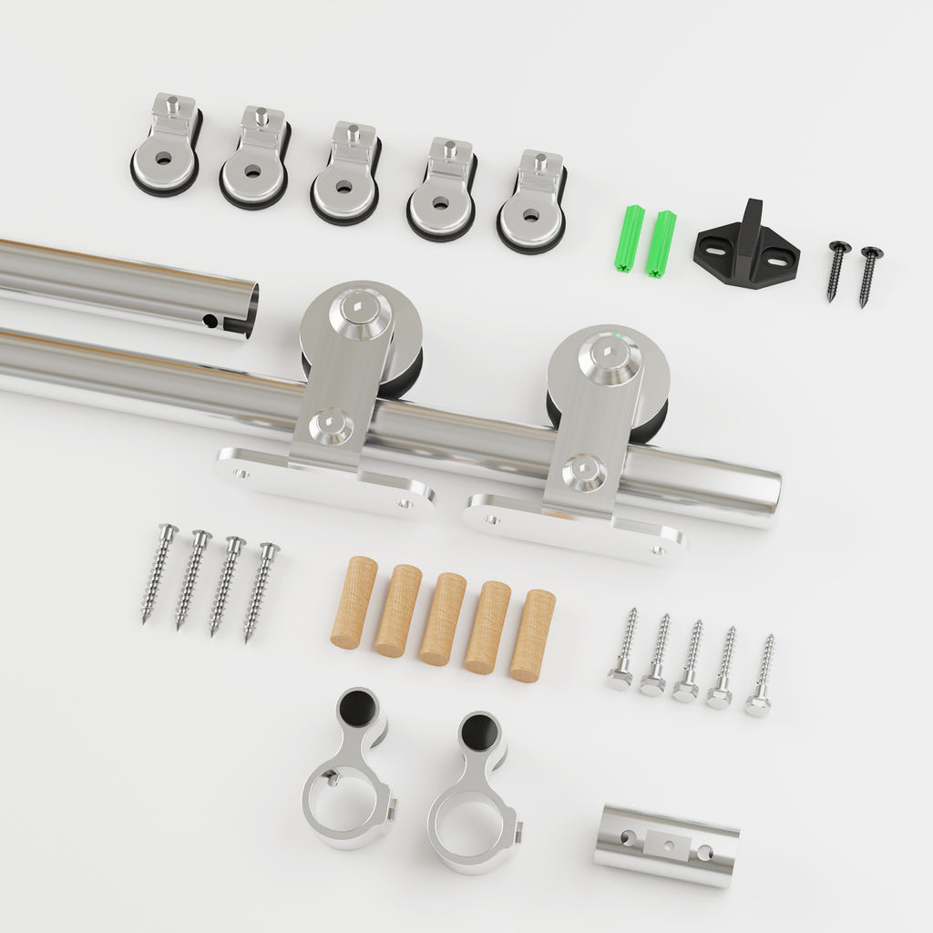 Sliding Barn Door Hardware Track Kit Stainless Steel Barn Door Rail Roller System Closet Accessory for Single Door