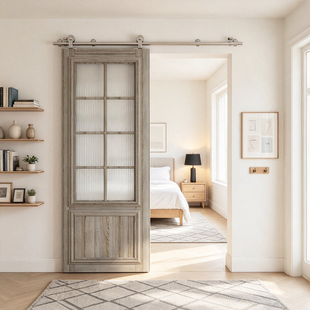 Sliding Barn Door Hardware Track Kit Stainless Steel Barn Door Rail Roller System Closet Accessory for Single Door
