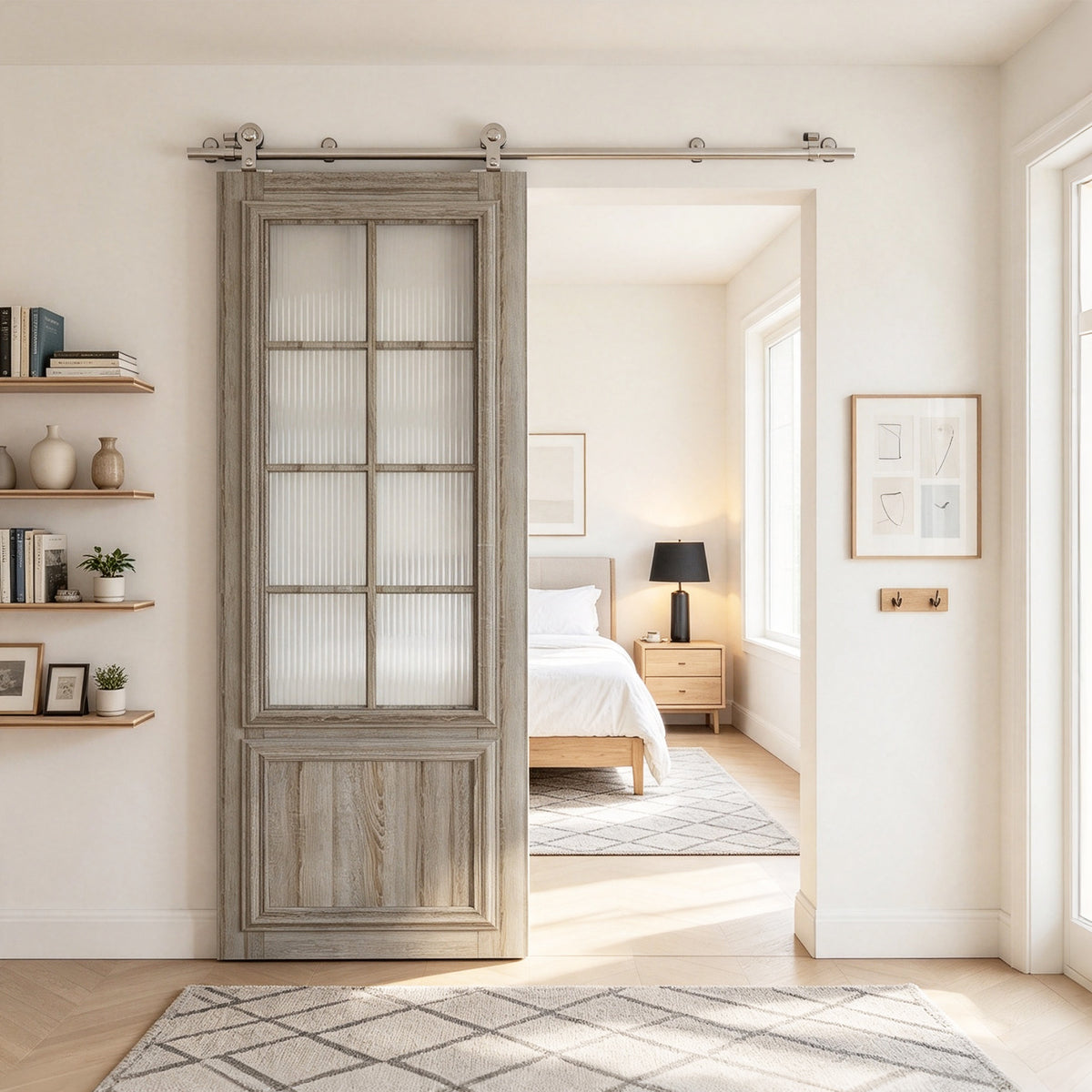 Sliding Barn Door Hardware Track Kit Stainless Steel Barn Door Rail Roller System Closet Accessory for Single Door