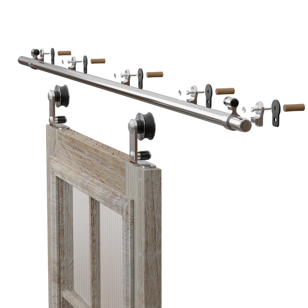 152cm Sliding Barn Door Hardware Track Kit Stainless Steel Barn Door Rail Roller System Closet Accessory for Single Door