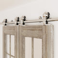 HETHUTE Sliding Barn Door Hardware Track Kit Stainless Steel Barn Door Rail Roller System Closet Accessory for Double Door