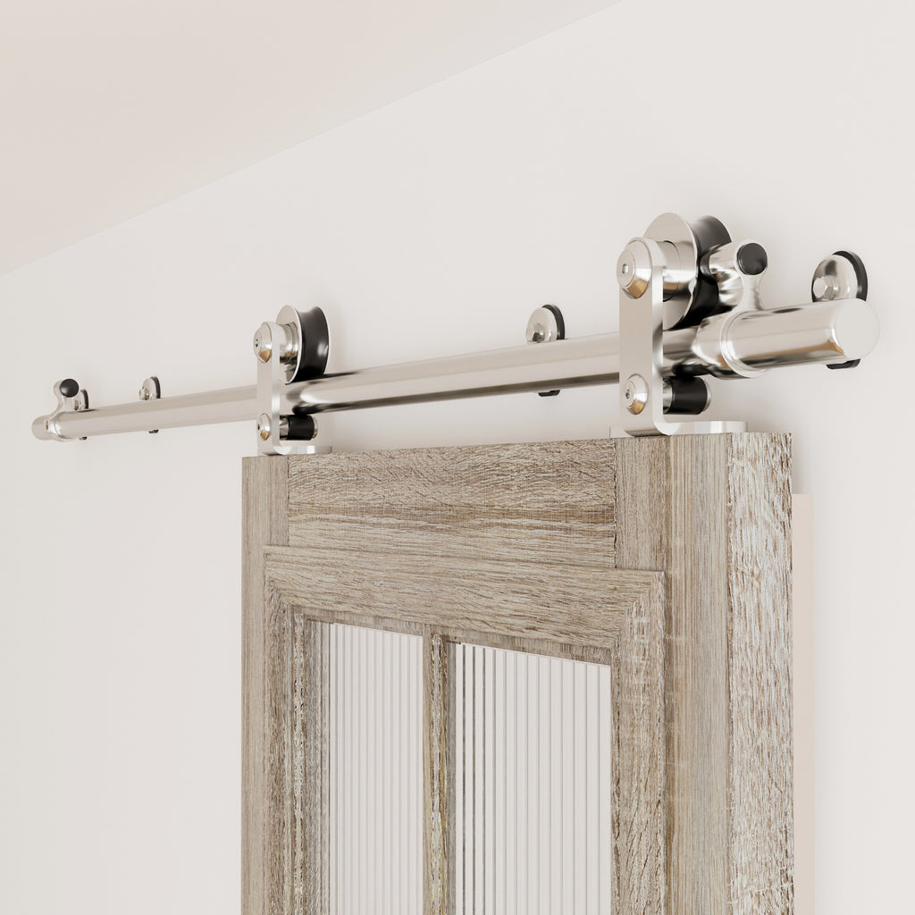 Sliding Barn Door Hardware Track Kit Stainless Steel Barn Door Rail Roller System Closet Accessory for Single Door